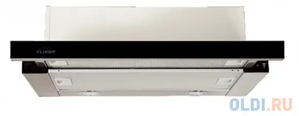 Вытяжка встраиваемая elikor интегра glass 60н-400-в2д нерж/черное стекло, фотография 1