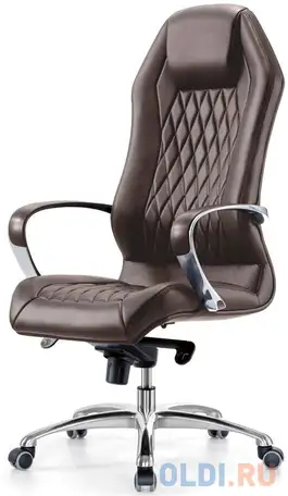 Кресло бюрократ aura/brown кожа коричневый, фотография 1