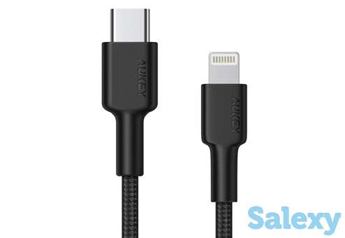 Кабель для ipod, iphone, ipad aukey braided nylon (cb-cl2) usb-c to lightning 2m. черный, фотография 1