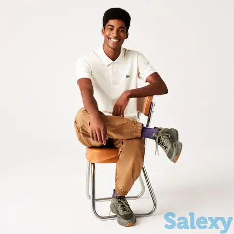 Мужская классическая рубашка-поло lacoste из хлопка с пестрым принтом, фотография 1