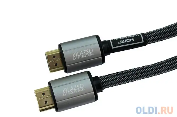 Кабель hdmi 1м lazso wh-111-b круглый черный, фотография 1