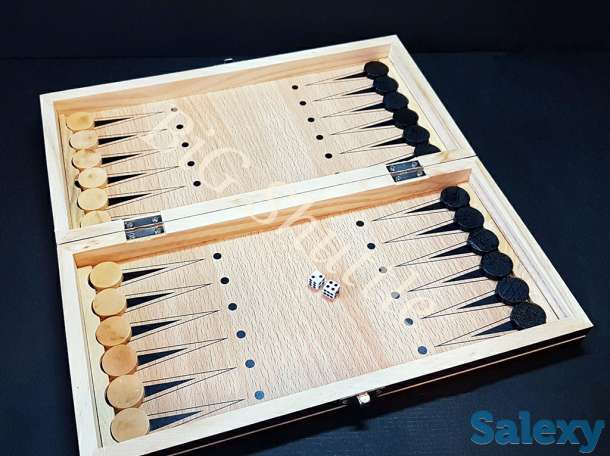 Деревянный набор игр 3 в 1  Шашки Шахматы Нарды., фотография 4