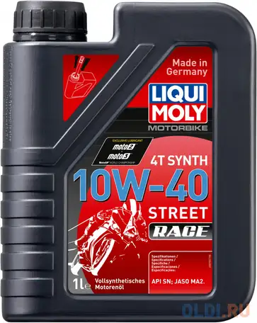 Cинтетическое моторное масло liquimoly motorbike 4t synth street race 10w40 1, фотография 1
