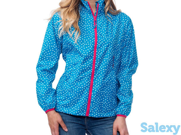 Ветровка женская непромокаемая мембранная  mac in a sac elle синяя в горошек, фотография 1