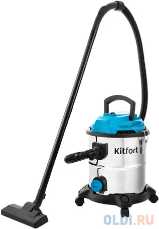 Пылесос kitfort kt-548 сбор жидкостей сухая влажная уборка серебристый голубой, фотография 1