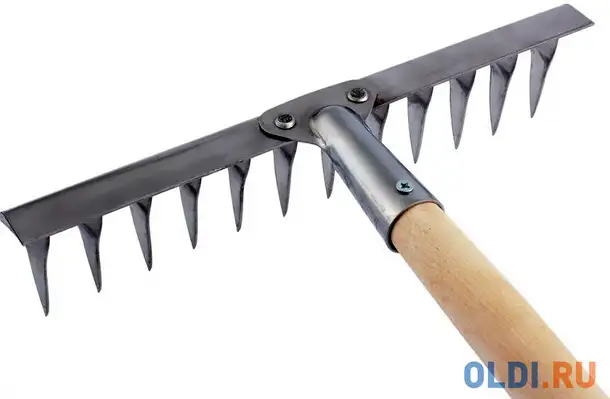Грабли 14-зубые витые, 340 мм, нерж. сталь, черенок в/с россия// сибртех, фотография 1