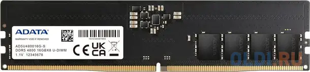 Модуль памяти adata 16gb ddr5 4800 udimm ad5u480016g-s, cl40, 1.1v, фотография 1