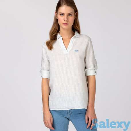 Льняная женская рубашка lacoste, фотография 1