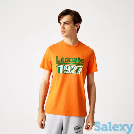 Мужская футболка lacoste из хлопка с круглым вырезом и винтажным принтом, фотография 1