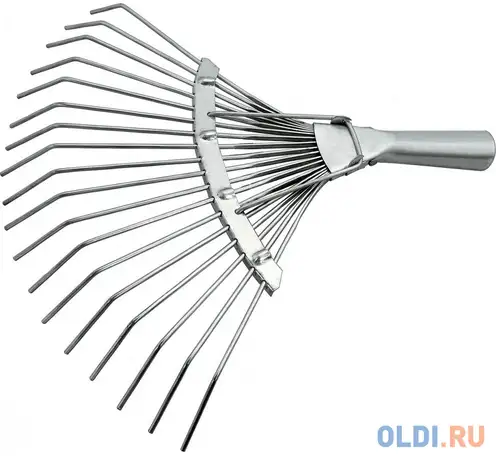 Грабли веерные 18 зубьев, с черенком, оцинкованные, круглый зуб россия// сибртех, фотография 1