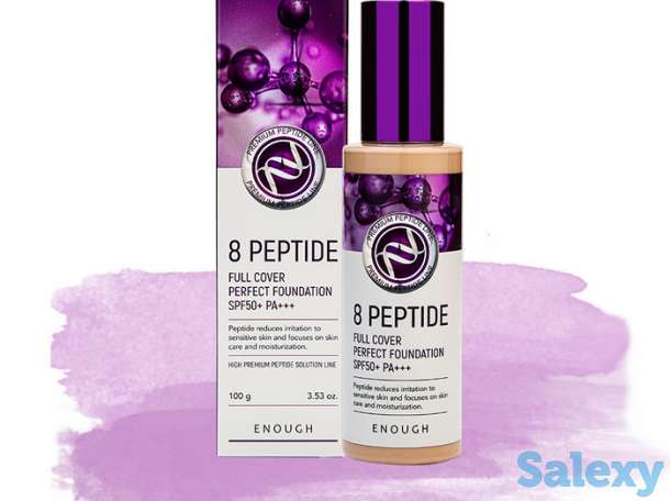 Тональный крем enough 8 peptide full cover perfect foundation, цвет #21 natural beige | натуральный бежевый, фотография 2