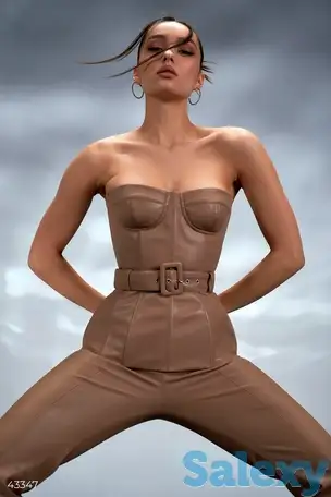 Корсет-баска из бежевой экокожи, фотография 1