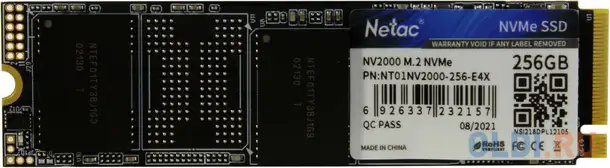 Твердотельный накопитель ssd m.2 netac 256gb nv2000 series <nt01nv2000-256-e4x> retail (pci-e, фотография 1