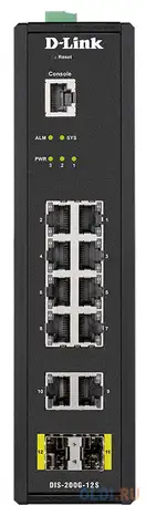 Коммутатор d-link dis-200g-12s/a1a промышленный управляемый коммутатор 2 уровня с 10 портами, фотография 1