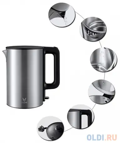 Чайник электрический viomi electric kettle v-mk151b 1800 вт серебристый 1.5 л, фотография 1