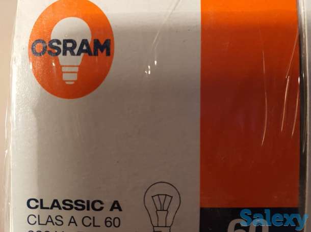 Лампа накаливания OSRAM 60W, лампочка топ качество, фотография 1