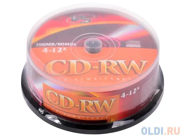 Диски cd-rw 80min 700mb vs 12х  25 шт  cakebox, фотография 1