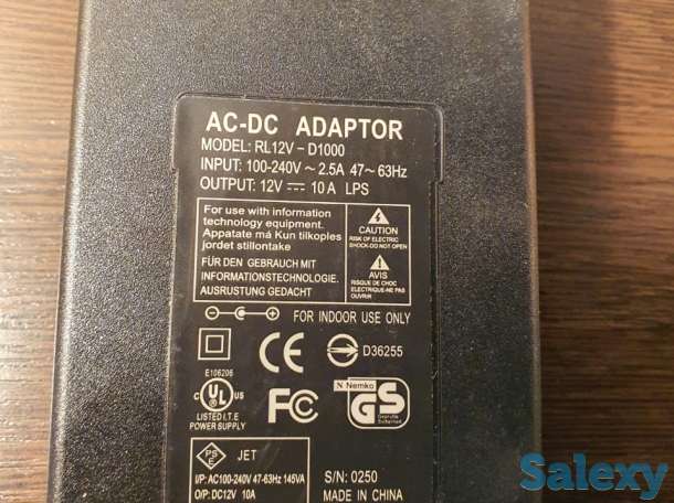 Адаптер AC-DC 12V-10A блок питания адаптор, фотография 6