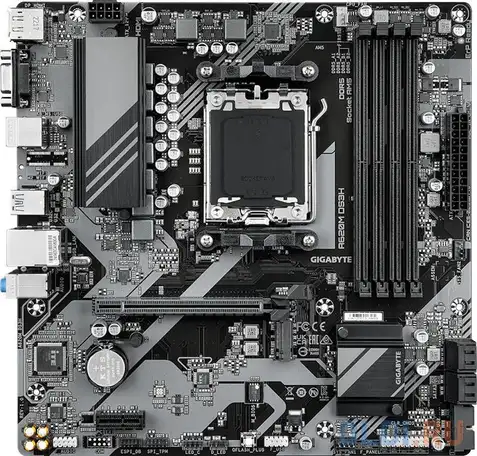 A620m ds3h, socket am5, amd a620, 4xddr5-5200, d-sub+hdmi+dp, 1xpci-ex16, 1xpci-ex1, 4xsata3(raid, фотография 1
