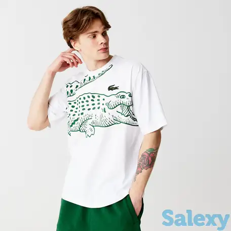 Мужская футболка lacoste свободного кроя с круглым вырезом и принтом, фотография 1