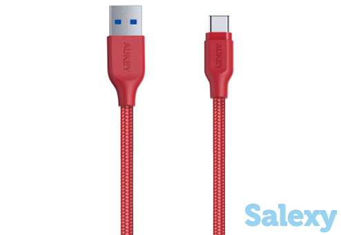 Кабель aukey nylon usb-c to usb-a 3.1 1.2m (cb-ac1). красный, фотография 2