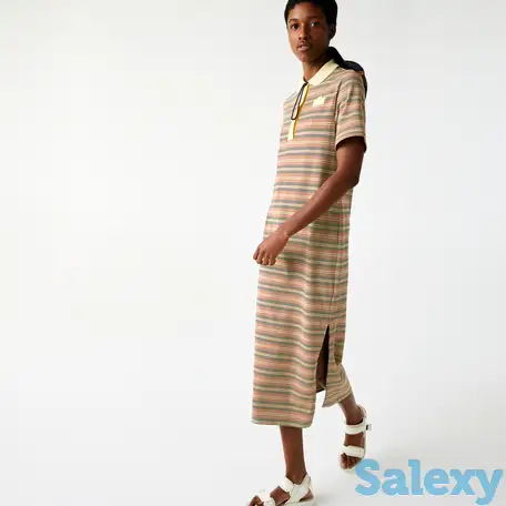 Женское длинное хлопковое платье поло в полоску lacoste live, фотография 1