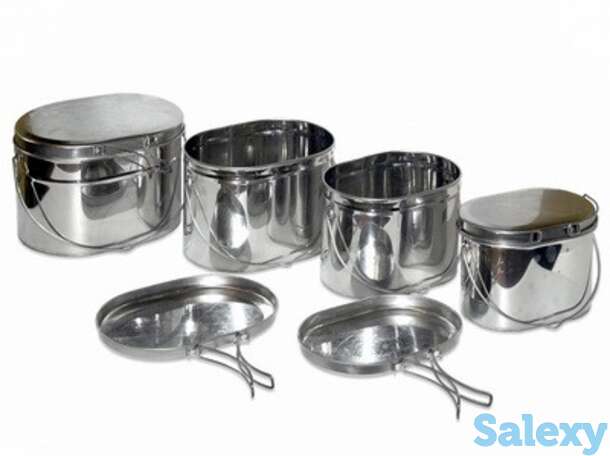 Набор котелков роза ветров матрешка 4 шт (2.2л, 3.5л, 4.5л, 6л) крышки с ручками, фотография 1