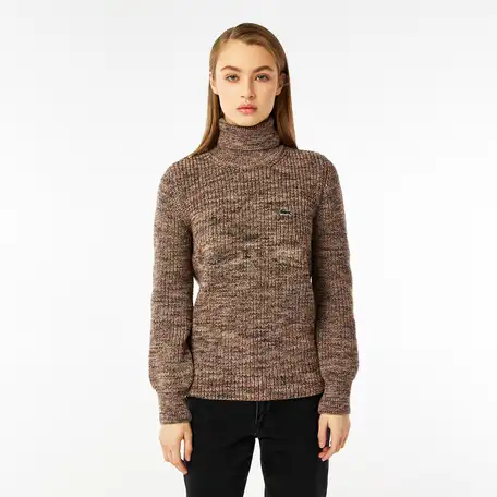 Женский шерстянной свитер lacoste с высоким воротом, фотография 1