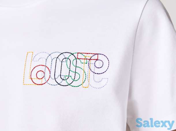 Женская хлопковая футболка lacoste с круглым вырезом, фотография 4