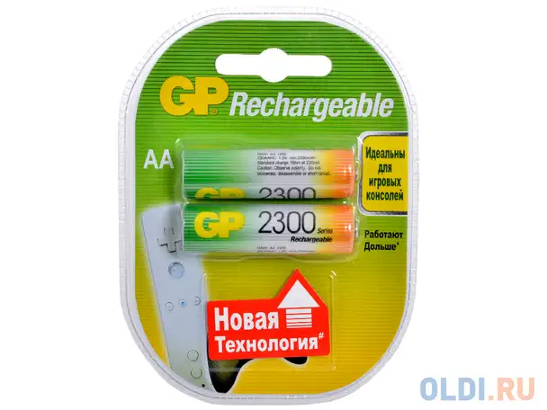 Аккумуляторы gp 2шт, aa, 2300mah, nimh (230aahc), фотография 1