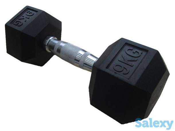 Гантель обрезиненная неразборная 9+9кг, фотография 1