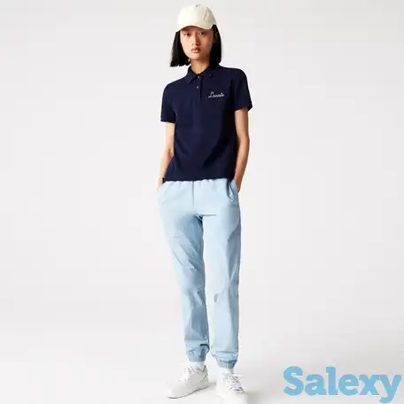 Женская рубашка-поло lacoste стандартного кроя из хлопкового  с вышивкой, фотография 1