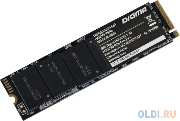 Ssd накопитель digma mega s3 1 tb pci-e 3.0 x4, фотография 1