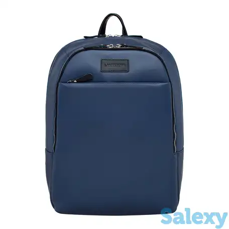 Кожаный мужской рюкзак для ноутбука faber dark blue/black, фотография 1