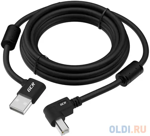Greenconnect кабель 1.5m usb 2.0, am угловой/bm угловой, черный, 28/28 awg,, фотография 1