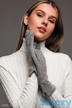 Комбинированные серые перчатки, фотография 1