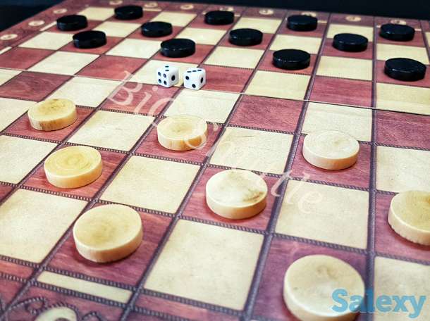 Деревянный набор игр 3 в 1  Шашки Шахматы Нарды., фотография 5