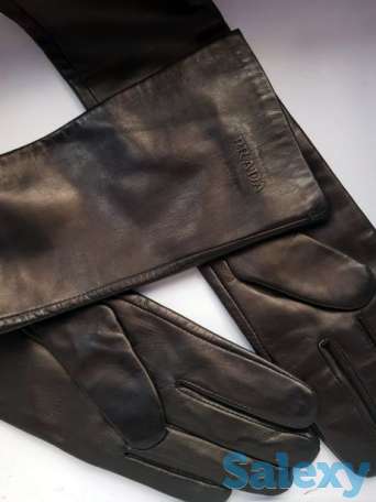 Перчатки женские, длинные, лайковая нежная кожа шикарные PRADA, фотография 1