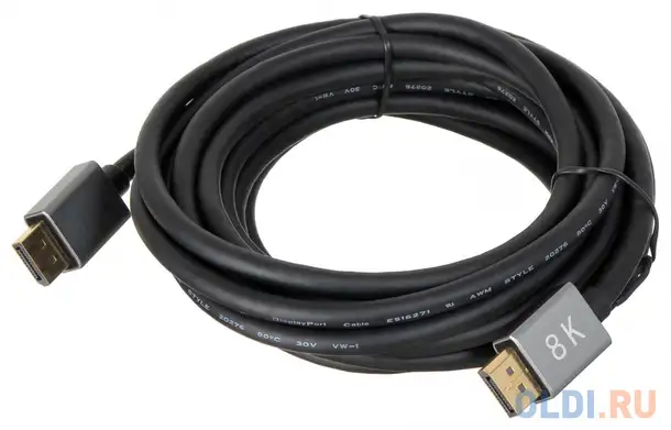 Кабель displayport 5м бюрократ bhp-dpp-1.4-5g круглый черный, фотография 1