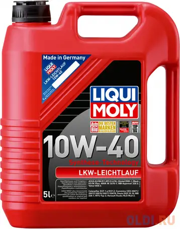 Нс-синтетическое моторное масло liquimoly lkw-leichtlauf-motoroil basic 10w40 5 л 1185, фотография 1