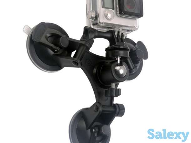 Продам тройная присоска-держатель с шаровой головкой и дополнительным держателем для экшн камер GoPro, SJCAM, Xiaomi., фотография 1