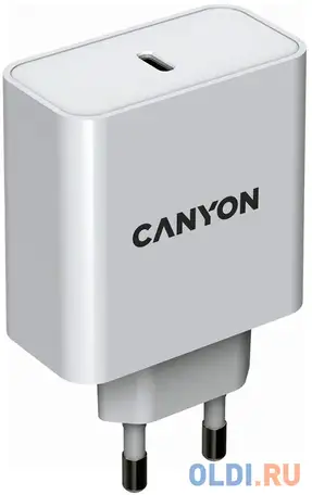 Зарядное устройство canyon h-65 4.2а usb-c белый, фотография 1