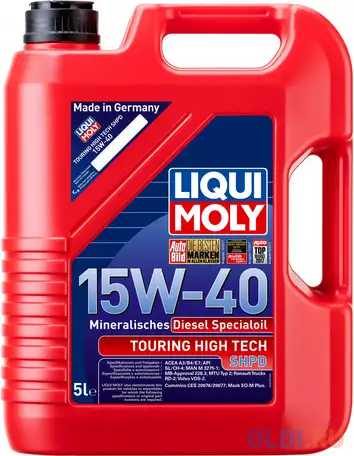 Минеральное моторное масло liquimoly touring high tech shpd-motoroil basic 15w40 5, фотография 1