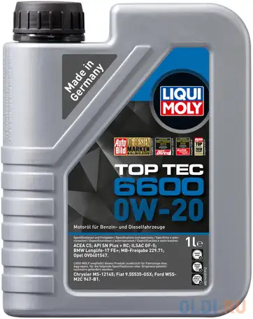 21410 liquimoly нс-синт. мот.масло top tec 6600 0w-20 sp c6/c5 gf-6a, фотография 1