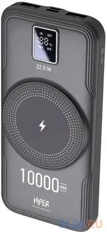 Внешний аккумулятор power bank 10000 мач hiper air 10000 black черный, фотография 1
