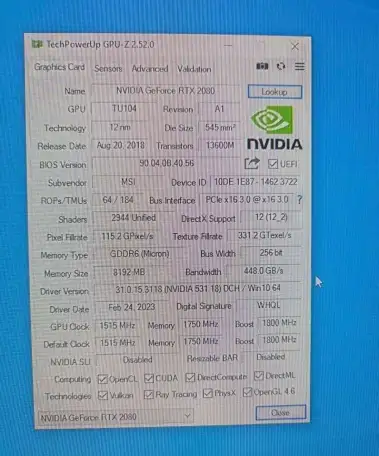 Видеокарта MSI RTX 2080 VENTUS 8G V2, фотография 7