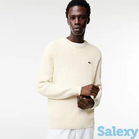 Мужской свитер классического кроя lacoste с круглым вырезом из органического хлопка, фотография 1