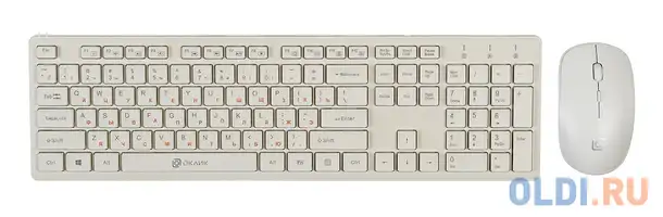 Клавиатура + мышь oklick 240m клав:белый мышь:белый usb беспроводная slim multimedia, фотография 1
