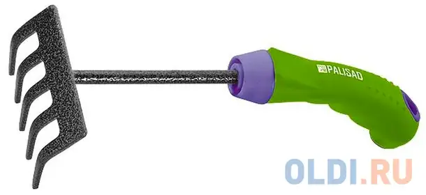 Грабли 5-зубые, 90 мм, защитное покрытие, обрезиненная эргономичная рукоятка// palisad, фотография 1