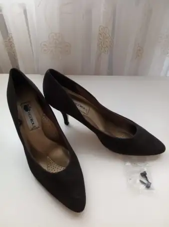 Туфли женские из темно-коричневого нубука, размер 39, фотография 3